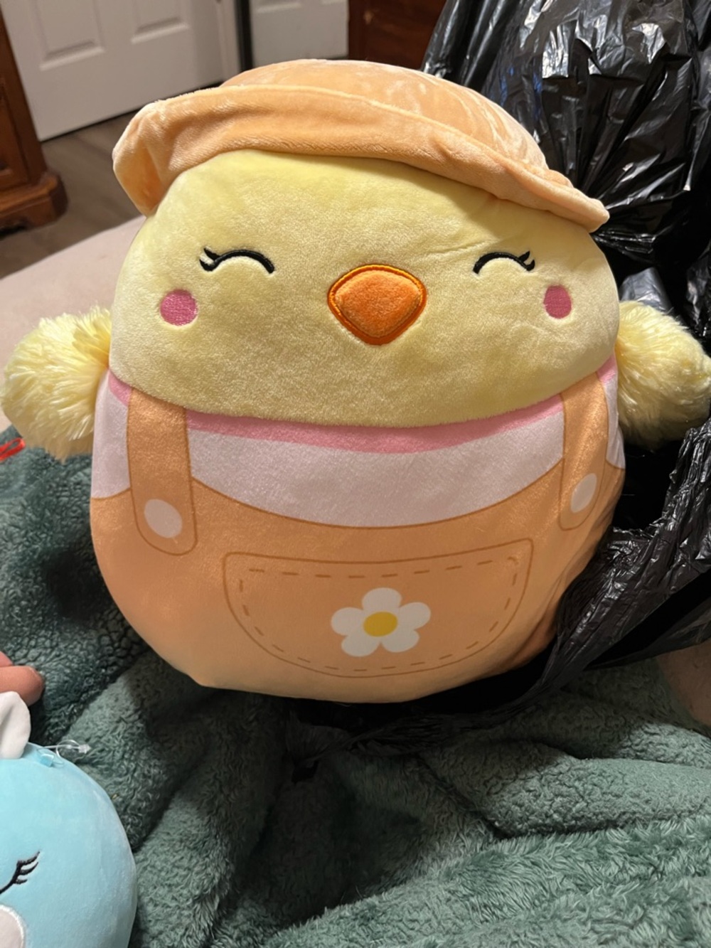 Squishmallows Yellow & Peach Chick Plush with Floral Overalls